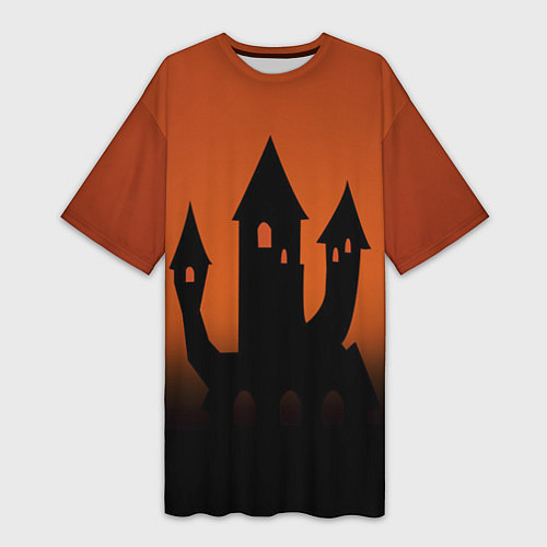 Женская длинная футболка Halloween - замок ведьм / 3D-принт – фото 1