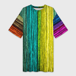 Женская длинная футболка Разноцветные полосы материала
