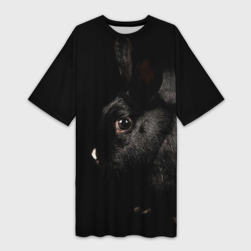 Женская длинная футболка Чёрный большой кролик / 3D-принт – фото 1