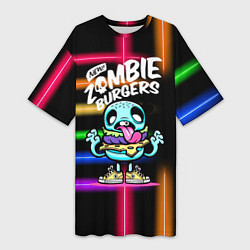 Женская длинная футболка Zombie burgers - Pop Art