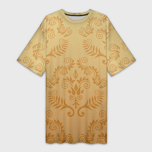 Женская длинная футболка Золотые паттерны / 3D-принт – фото 1