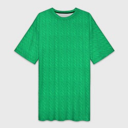 Футболка женская длинная Зеленый вязаный свитер, цвет: 3D-принт