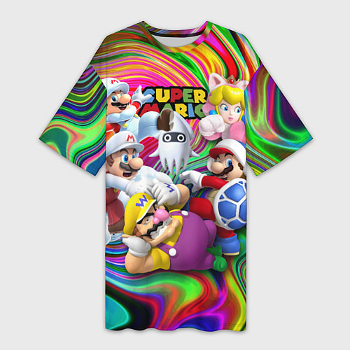 Женская длинная футболка Super Mario - Gaming aesthetics - Collage / 3D-принт – фото 1