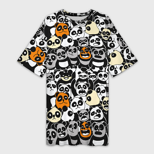 Женская длинная футболка Злобные панды / 3D-принт – фото 1