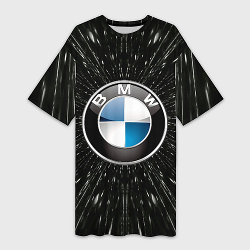 Женская длинная футболка БМВ эмблема, автомобильная тема / 3D-принт – фото 1