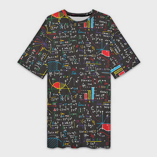Женская длинная футболка Шпаргалка по математике с формулами / 3D-принт – фото 1