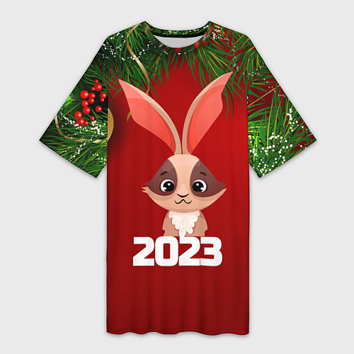 Женская длинная футболка Кролик 2023 / 3D-принт – фото 1