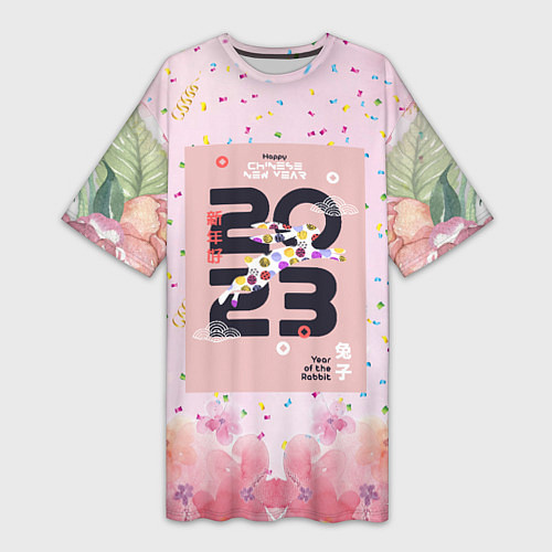 Женская длинная футболка 2023 - цветочный фон / 3D-принт – фото 1