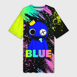 Женская длинная футболка Rainbow Friends - Blue