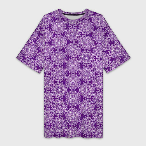 Женская длинная футболка Абстракция узор фиолетовый / 3D-принт – фото 1