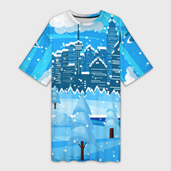 Женская длинная футболка Снежный город