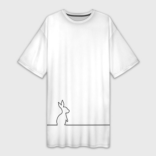 Женская длинная футболка Кролик минимализм / 3D-принт – фото 1