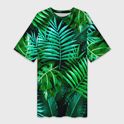 Женская длинная футболка Тропические растения - текстура