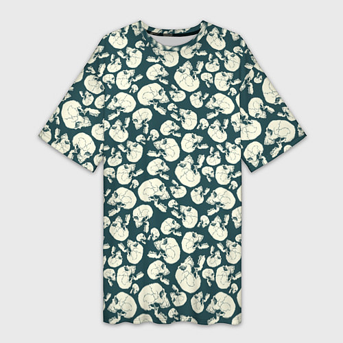 Женская длинная футболка Череп с боковой трещиной / 3D-принт – фото 1