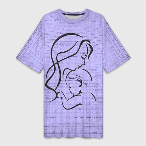 Женская длинная футболка Мама с ребёнком / 3D-принт – фото 1