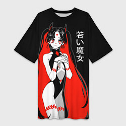 Женская длинная футболка Японская ведьма