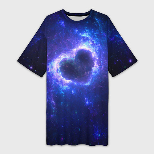 Женская длинная футболка Галактика любви - neon heart / 3D-принт – фото 1
