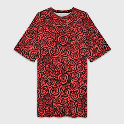 Женская длинная футболка Готические розы ретро