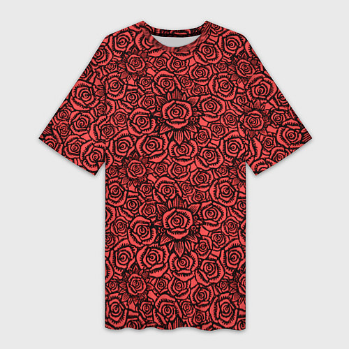 Женская длинная футболка Готические розы ретро / 3D-принт – фото 1