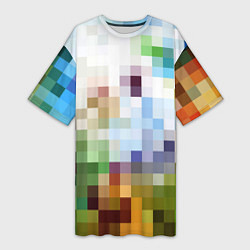 Женская длинная футболка Пиксельная абстракция