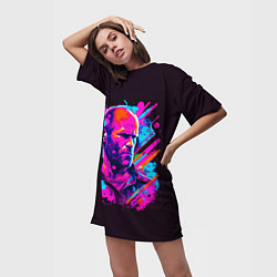 Футболка женская длинная Jason Statham - pop art, цвет: 3D-принт — фото 2