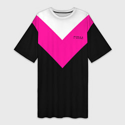 Женская длинная футболка FIRM черный с розовой вставкой