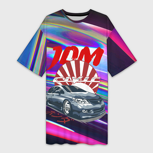 Женская длинная футболка Honda Civic - JDM style / 3D-принт – фото 1