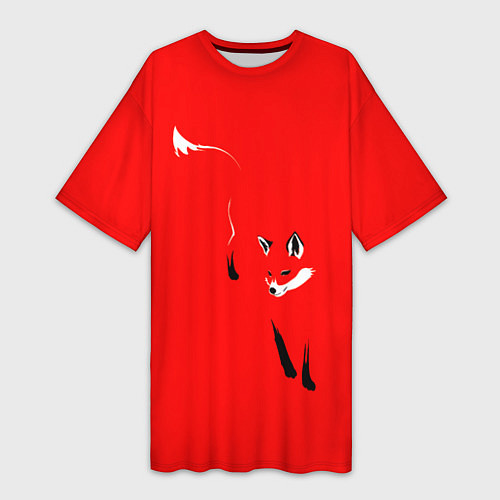Женская длинная футболка Красная лиса / 3D-принт – фото 1