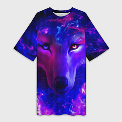 Женская длинная футболка Волшебный звездный волк