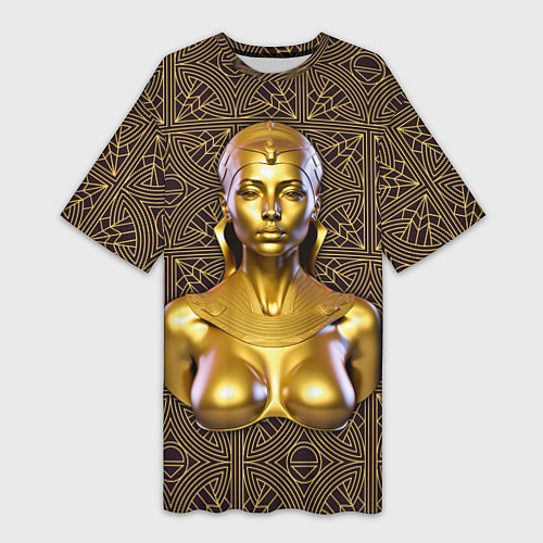 Женская длинная футболка Золотой бюст египетской принцессы / 3D-принт – фото 1