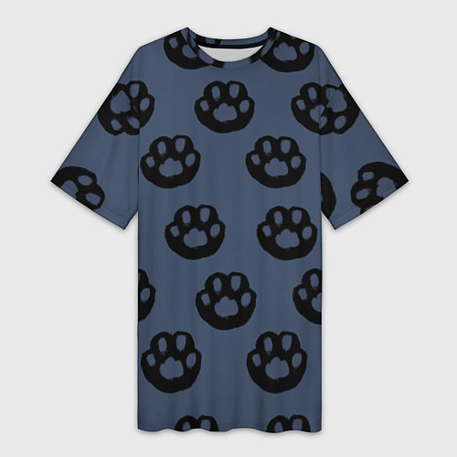 Женская длинная футболка Кошачьи лапки / 3D-принт – фото 1