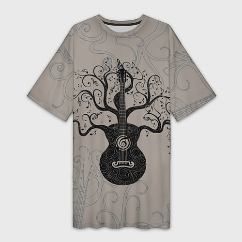 Женская длинная футболка Разросшееся дерево гитара / 3D-принт – фото 1