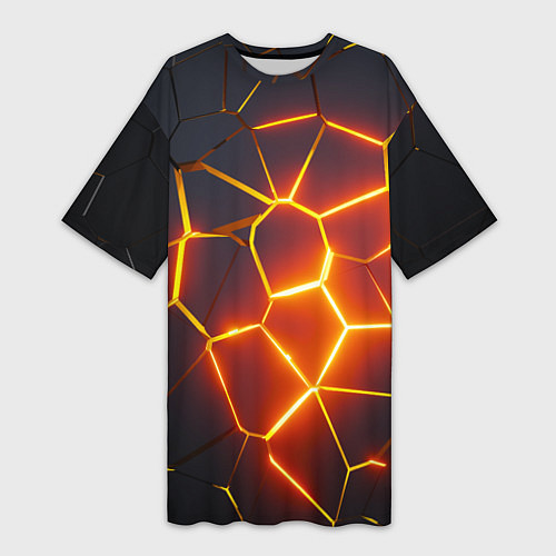 Женская длинная футболка Огненные трещины / 3D-принт – фото 1