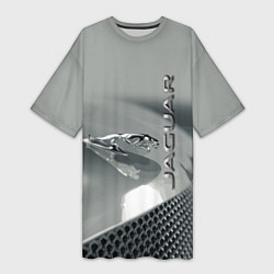 Женская длинная футболка Jaguar - капот - эмблема