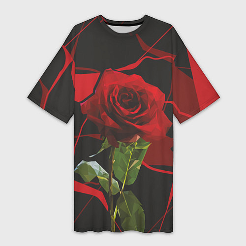 Женская длинная футболка Одинокая красная роза / 3D-принт – фото 1