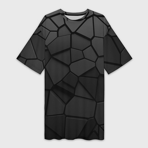 Женская длинная футболка Черные стальные плиты / 3D-принт – фото 1