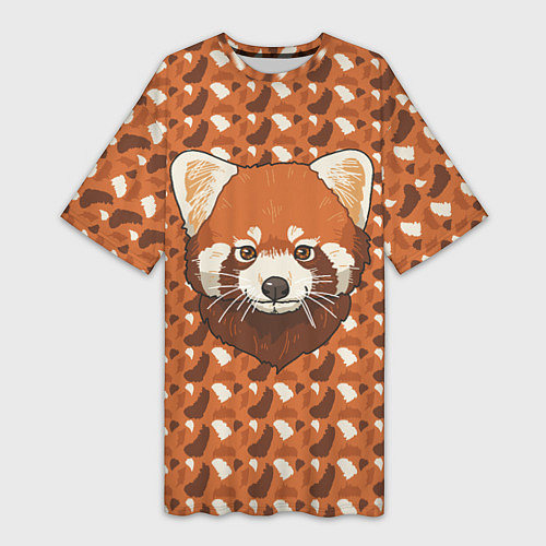 Женская длинная футболка Милая красная панда / 3D-принт – фото 1