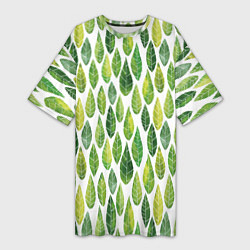 Женская длинная футболка Акварельные листья