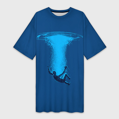 Женская длинная футболка Человек упавший в океан / 3D-принт – фото 1