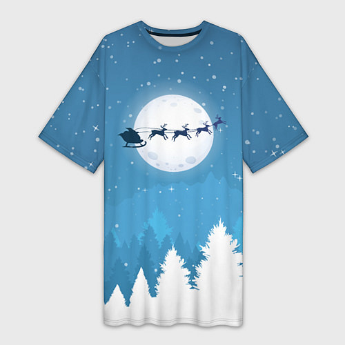 Женская длинная футболка Новогодняя сказка дед мороз / 3D-принт – фото 1