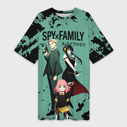 Женская длинная футболка Spy family characters / 3D-принт – фото 1