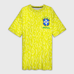 Женская длинная футболка Форма сборной Бразилии ЧМ 2022