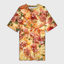 Женская длинная футболка Вкусная пицца