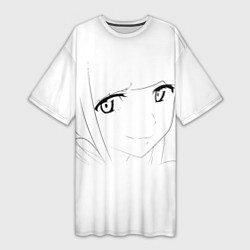 Женская длинная футболка Аниме девочка скетч