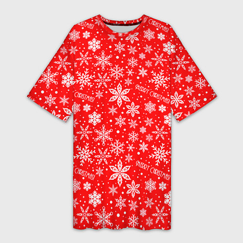 Женская длинная футболка Merry christmas new year / 3D-принт – фото 1