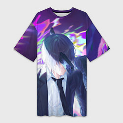 Футболка женская длинная Аки демон, цвет: 3D-принт