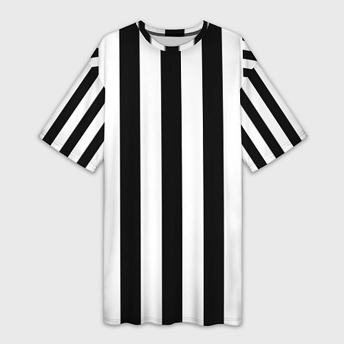 Женская длинная футболка Черно белый узор в полоску / 3D-принт – фото 1