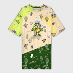 Футболка женская длинная Кактус и кактусы, цвет: 3D-принт