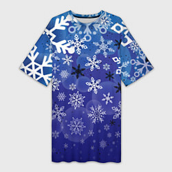 Женская длинная футболка Сказочный снегопад