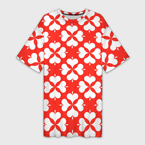 Женская длинная футболка Четырехлистный клевер красный / 3D-принт – фото 1